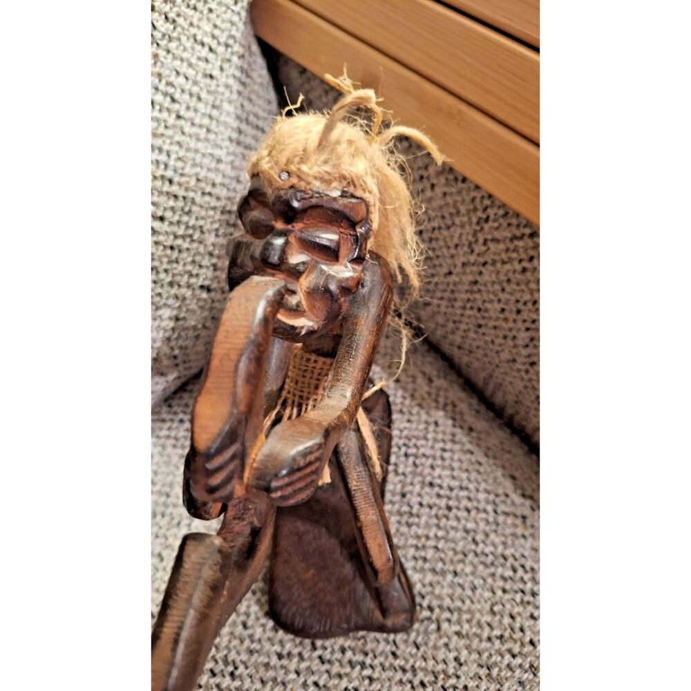 African Musician, Wooden‎ Sculpture, Figurine, Saxophone Player, 7.5